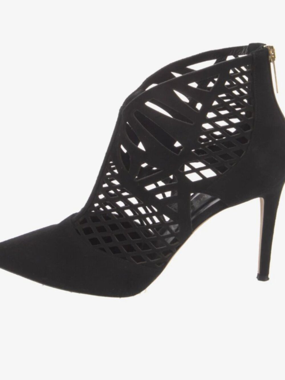 Tamara Mellon Black Suede Geometric Cutout Stiletto Ankle Booties Heels Size 38